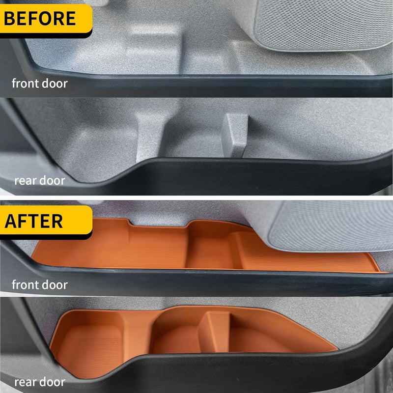 Maxzina Door Side Storage Tray Compatible with 2022-2025 (No for 2026) Ford Maverick Side Door Storage Box Door Organizer Phone Pocket Silicone Front & Rear 4PCS Maverick Accessories (Light Orange) - Image 2